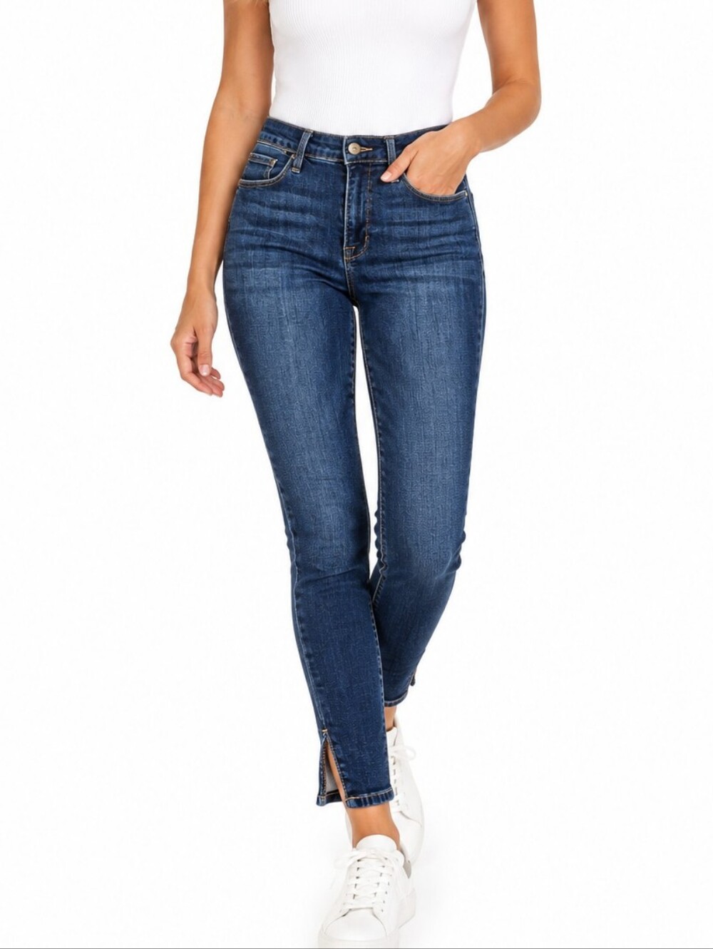 FRAME Le High Skinny Jeans Womens 29 Blue High Rise Stretch Split Hem Designer